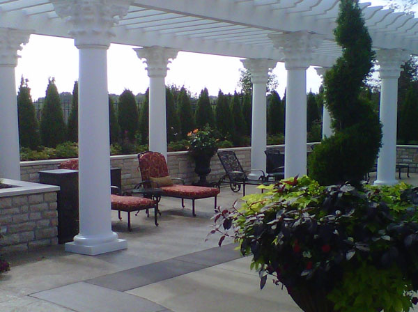 White Pergola with Large Greek Columns